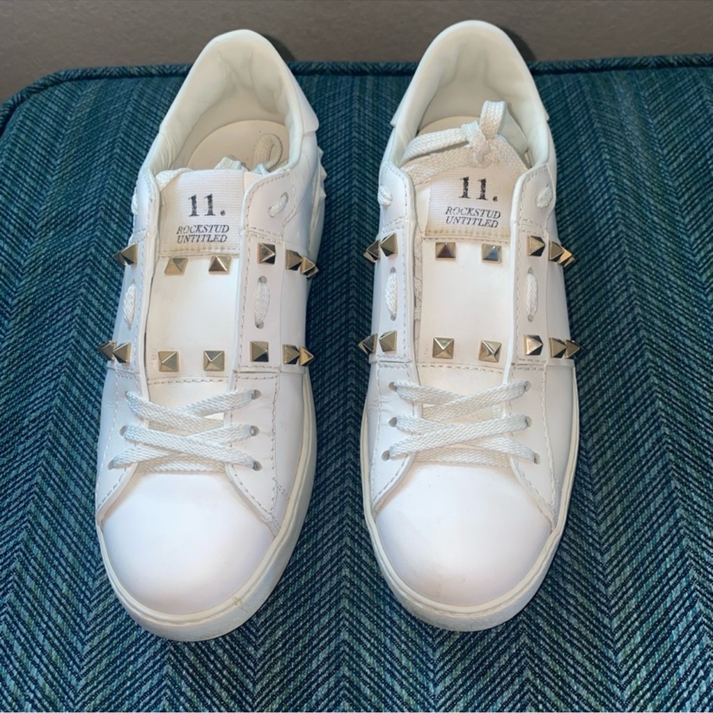 Valentino Garavani Rockstud White Leather Sneakers